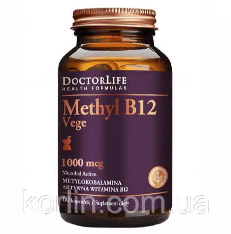 Вітамін B12 Активний 1000 мкг 40 000% 60 кап Doctor Life Methyl B12 Vege 1000 mcg США Доставка з ЄС
