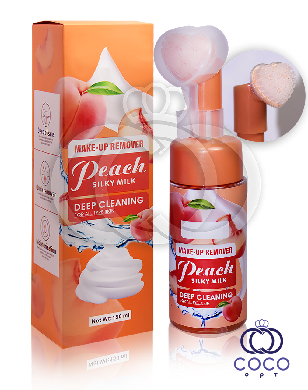 Пінка-мус для вмивання Make-Up Remover Peach Silky Milk з персиковим молочком 150 мл