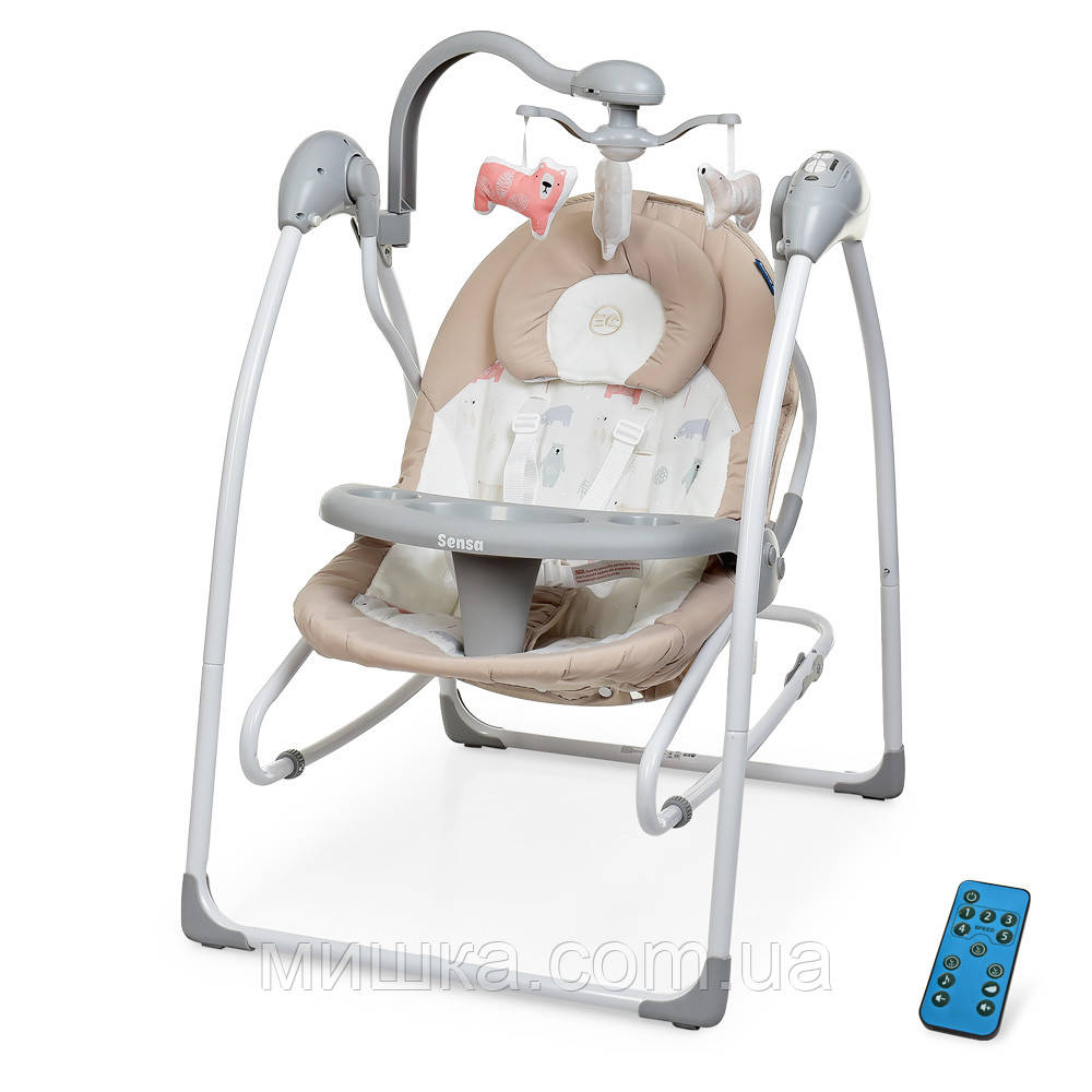 Гойдалка-шезлонг ME 1028 SENSA Bear Beige, від мережі та батарейок, можна використовувати для годування, фото 1