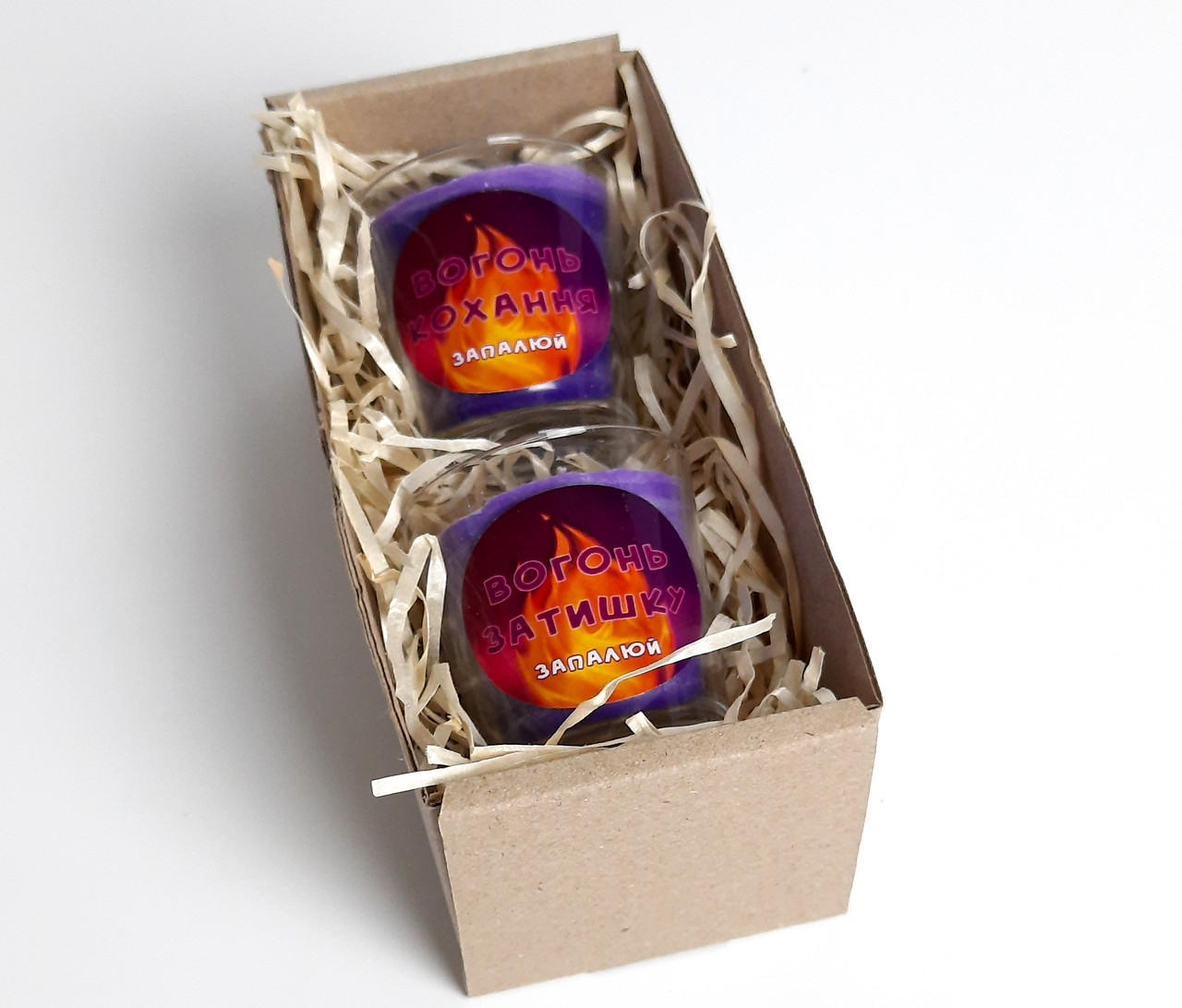 Набір свічок "Запалюй" з ароматом лаванди з написами (2 свічки) - Свічки для романтичної вечері і затишку в домі, фото 1