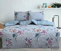 Двуспальный качественный комплект постельного белья Цветы с компаньоном R4554