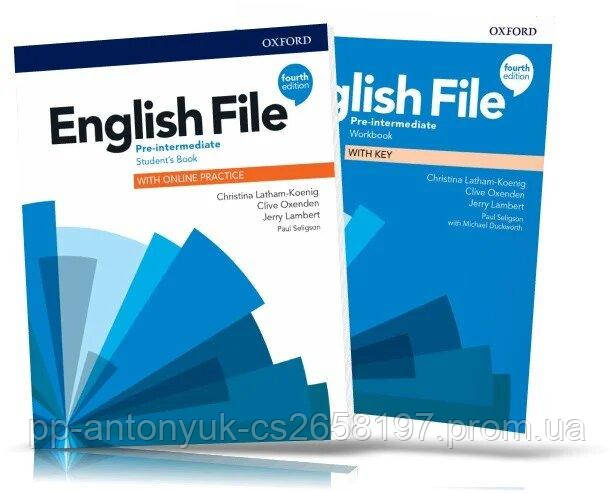 English File Fourth Edition Pre-Intermediate, Student's book + Workbook.