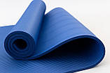 Килимок для йоги та фітнесу NBR (йога мат, каремат спортивний) OSPORT Mat Pro 1см (FI-0075) Синій, фото 2