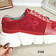 Жіночі кросівки шкіряні+замша, червоні, BRONI. Фабричне пр-во, Україна. Топ якість, фото 3