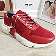 Жіночі кросівки шкіряні+замша, червоні, BRONI. Фабричне пр-во, Україна. Топ якість, фото 6