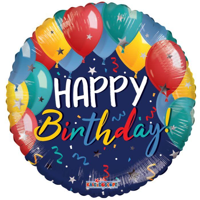 К 18" Festive Balloons Birthday. Фольгована куля З днем народження