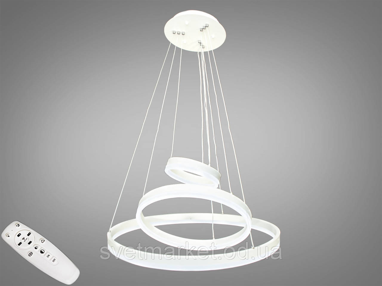 Сучасна світлодіодна люстра з димером D8174-600+400+200WH dimmer