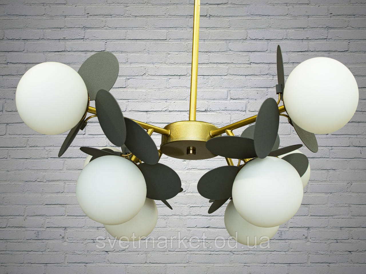 Сучасна стельова люстра 8134-8G-GY-WH