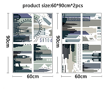 Наклейка на стіну, двері, вітрини "місто, дому METROPOLIS" 203 см*73 см (2листа 60*90см), фото 2