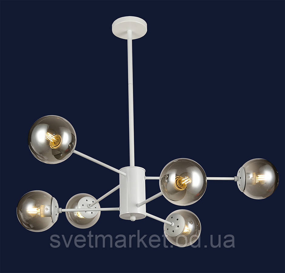Сучасна люстра з попелястими плафонами 7526033-6 WH+BK