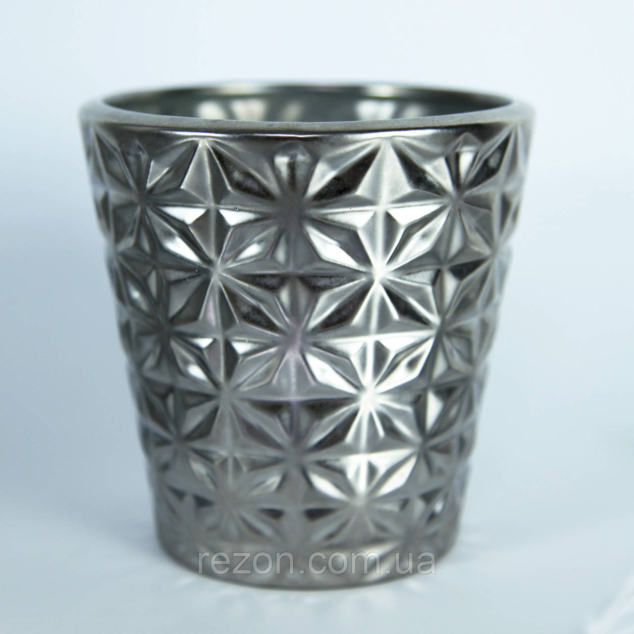 Горщик керамічний для квітів металізований матовий Mirror Silver Космея 0,8 л Rezon