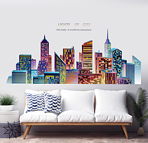Наклейка на стіну, двері, вітрини "місто, будинки LIGHTS OF CITY" 170см*78см (2листа 60*90см), фото 2