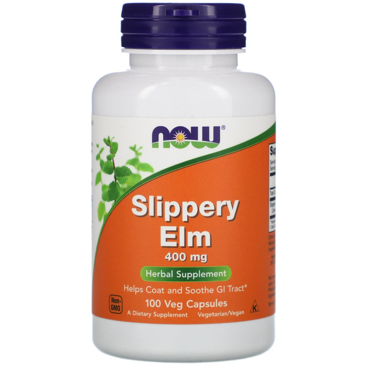 Now Foods, Червоний в'яз, 400 мг, Slippery Elm, 100 рослинних капсул