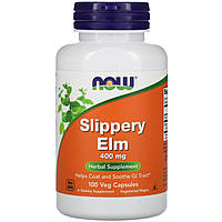 Красный вяз 400 мг Now Foods Slippery Elm для здоровья желудка 100 растительных капсул