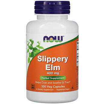 Червоний в'яз 400 мг Now Foods Slippery Elm для здоров'я шлунка 100 рослинних капсул