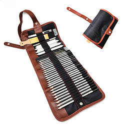 Набір олівців і інструмет для графічного скетчінга Скетч олівці для графіки та дизайну 39 предметів