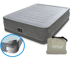 Надувна велюрова ліжко двоспальне 203*152*46 см з вбудованим насосом Intex 64414