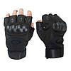 Тактичні рукавички з посиленим протектором і відкритими пальцями, Чорний, L / Безпальні рукавички, фото 3