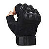 Тактичні рукавички з посиленим протектором і відкритими пальцями, Чорний, L / Безпальні рукавички, фото 4