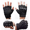 Тактичні рукавички з посиленим протектором і відкритими пальцями, Чорний, L / Безпальні рукавички, фото 2