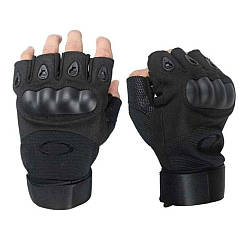 Тактичні рукавички з посиленим протектором і відкритими пальцями, Чорний, XL / Безпальні рукавички