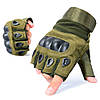 Перчатки тактичні з посиленим протектором та відкритими пальцями, Зелені, XL / Безпальні рукавички, фото 9