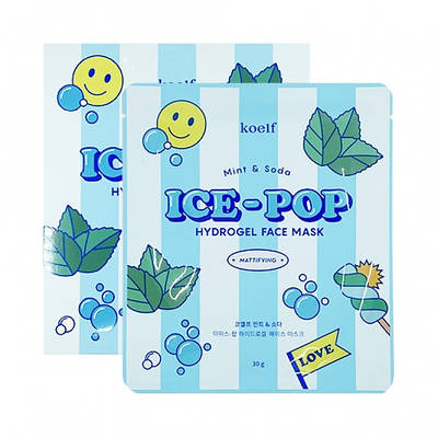 Гідрогелева маска для обличчя з м'ятою і cодою KOELF Mint & Soda Ice-Pop Hydrogel Face Mask 30g