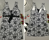 Розмір 64. Чорно-білий суцільний купальник-сукня, жіночий танкіні батал-шортами, фото 5