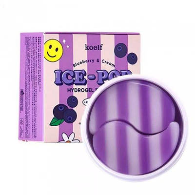 Гідрогелеві патчіз лохиною та вершками KOELF Blueberry & Cream Ice-Pop Hydrogel Eye Mask 60шт (до 17.07.2024)