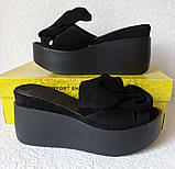 Сабо Банти! Босоніжки жіночі шкіряні шльопанці на платформі чорний замш, фото 3