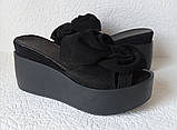 Сабо Банти! Босоніжки жіночі шкіряні шльопанці на платформі чорний замш, фото 4
