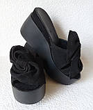 Сабо Банти! Босоніжки жіночі шкіряні шльопанці на платформі чорний замш, фото 5