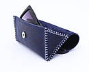Футляр-чохол для окулярів трикутний, горизонтальний із натуральної шкіри для жінок/ Синій, фото 3