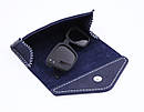Футляр-чохол для окулярів трикутний, горизонтальний із натуральної шкіри для жінок/ Синій, фото 4