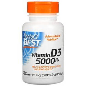 Вітамін D3 (Vitamin D3) 125 мкг (5 000 МЕ) Doctor's Best 180 капсул