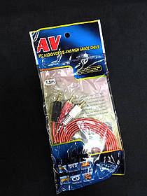 Кабель 3.5 mm тато/2RCA тато 1.5 m (силіконова оплітка) red