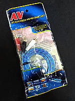 Кабель 3.5 mm тато/2RCA тато 1.5 m (силіконова оплітка) Blue