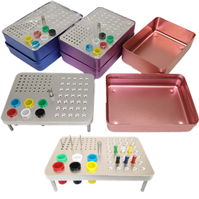 Ендобокс алюмінієвий (35 ендофайли + 6 відділень для гутаперчевих штифтів + Бори 36FG + 12RA)