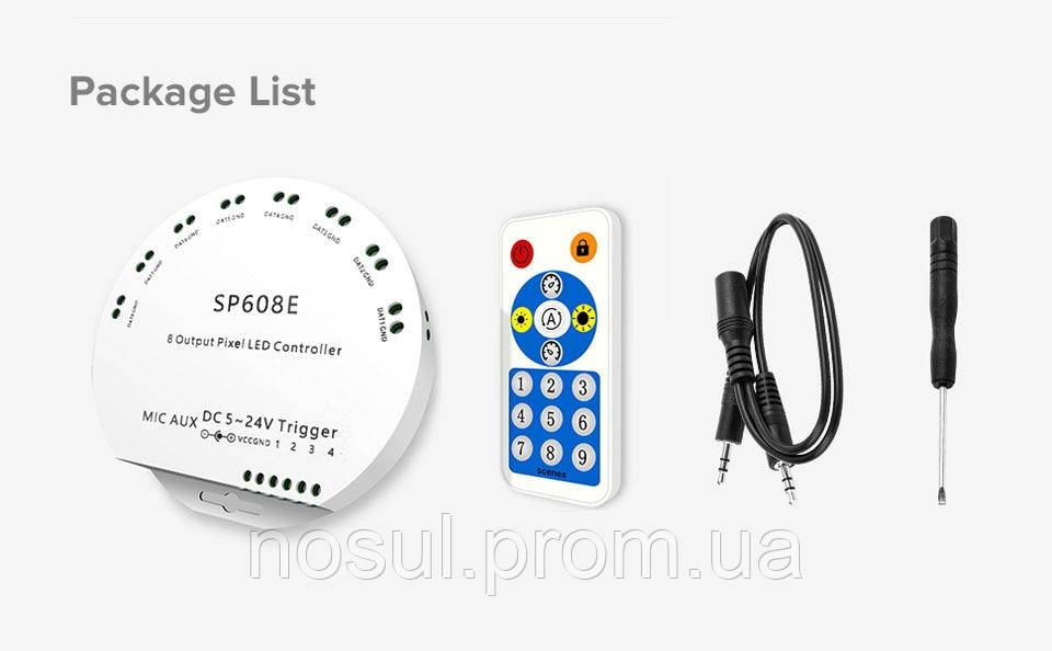 SP608E музыкальный контроллер с пультом ДУ для LED освещения 4-х канальный(для адресных лент и панелей WS2811, - фото 10 - id-p1459608949