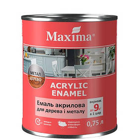 Емаль акрилова для дерева та металу "Maxima", 0,75 л