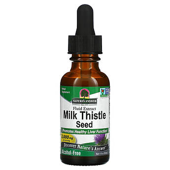 Рідкий екстракт насіння розторопші 2000 мг Nature's Answer Milk Thistle Seed для печінки без спирту 30 мл