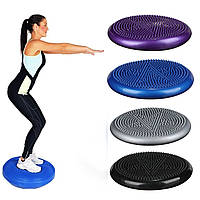 Подушка масажна, балансувальна півсфера для йоги MS 1651, 34-34-3,5 см, кольору в асортименті