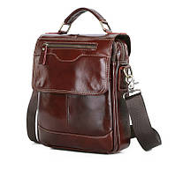 Мужская кожаная сумка на плечо Leather Collection (8871) темно коричневая