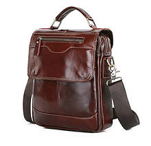 Чоловіча шкіряна сумка на плече Leather Collection (8871) темно коричнева