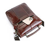 Чоловіча шкіряна сумка на плече Leather Collection (8871) темно коричнева, фото 5