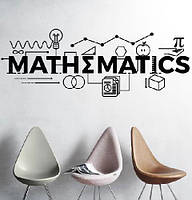 Наклейка в учебный класс Математика-2 (декор класса математики нуш облако формул) матовая 1000х360 мм