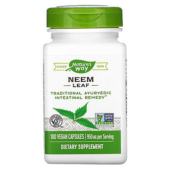 Листя Німу 950 мг Nature's Way Neem Leaf 100 вегетаріанських капсул