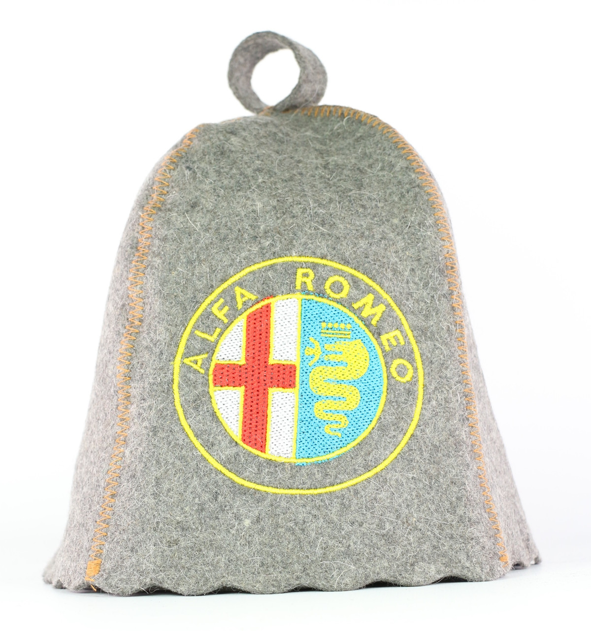 Шапка для сауни з вишивкою 'Alfa Romeo (Альфа Ромео)', сіра повсть, Saunapro