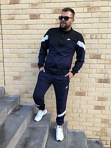 Спортивний костюм чоловічий весна-осінь чорно-синій без капюшона Nike (Найк)