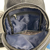 Чоловіча нагрудна сумка слінг через плече на два відділення чорна, фото 7